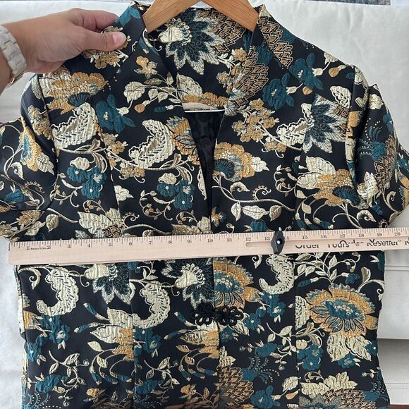 Soft Surroundings Jacket Womens Medium Brocade Asian Metallic Jacquard Viola - Picture 12 of 14